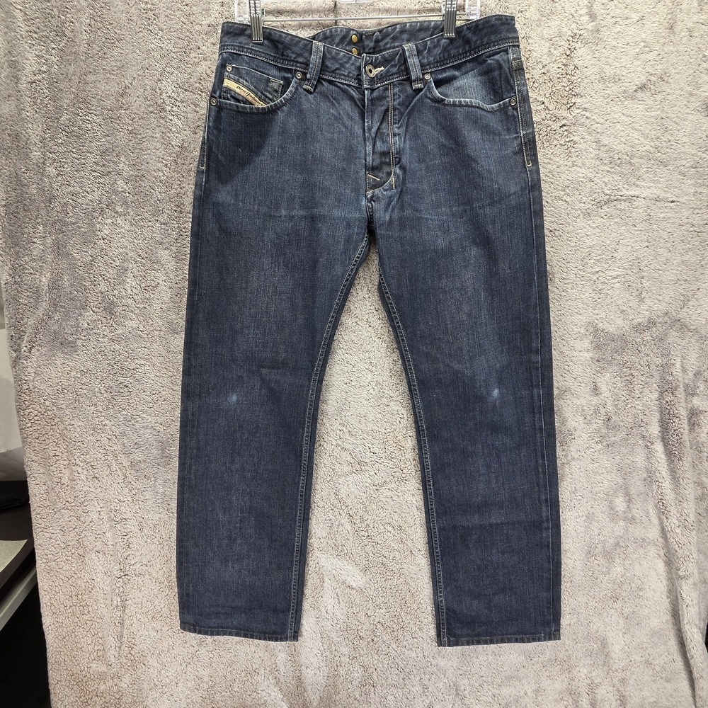 Diesel Jeans Mens 33x30 Blue Larkee Regular Straight Button Fly Made Italy 0088Z